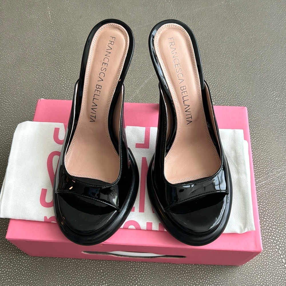 Brand new boxed Francesca Bellavita Drea mule 38 black seen on Emily in Paris - Picture 4 of 7